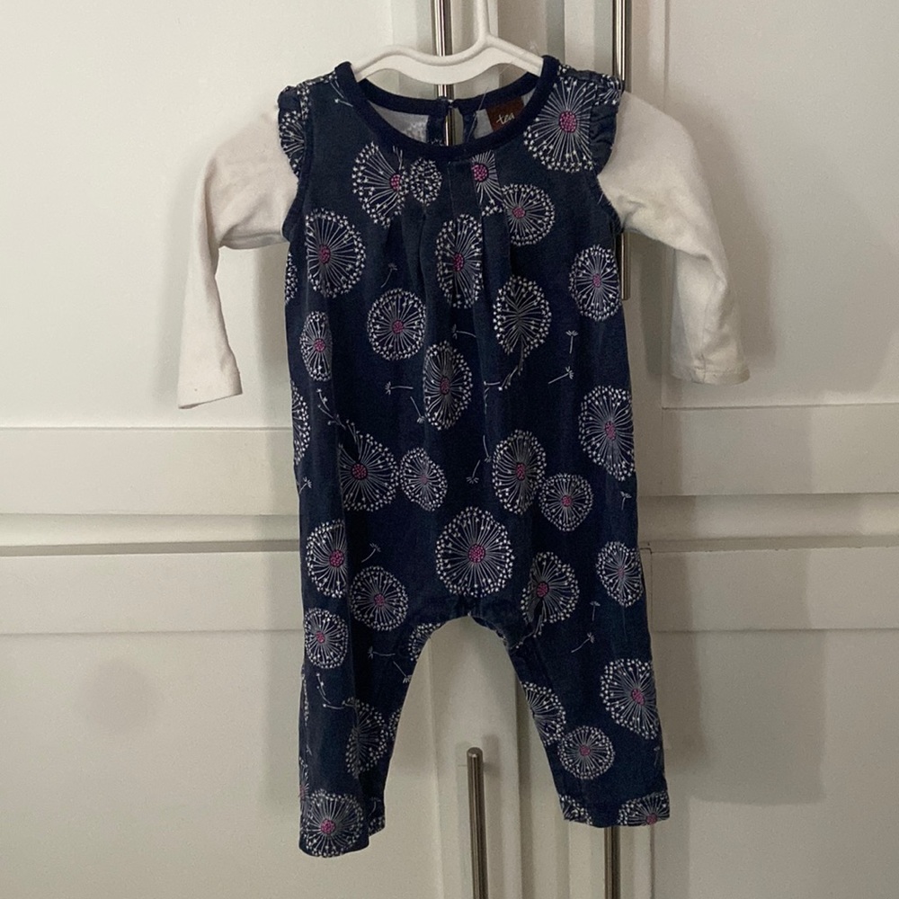 Tea Collection one piece baby girl romper. Size 3-6 months